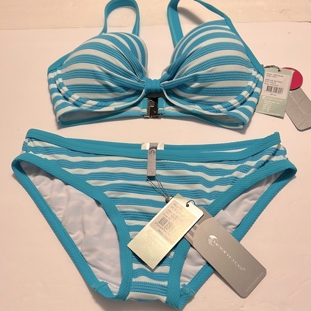 Moontide New Zealand 2 Piece Bikini Above Board Aqua Size 6 NWT